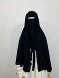 Charger l'image dans la visionneuse de la galerie, Cape à nouer Farasha courte + Niqab pull down Noir