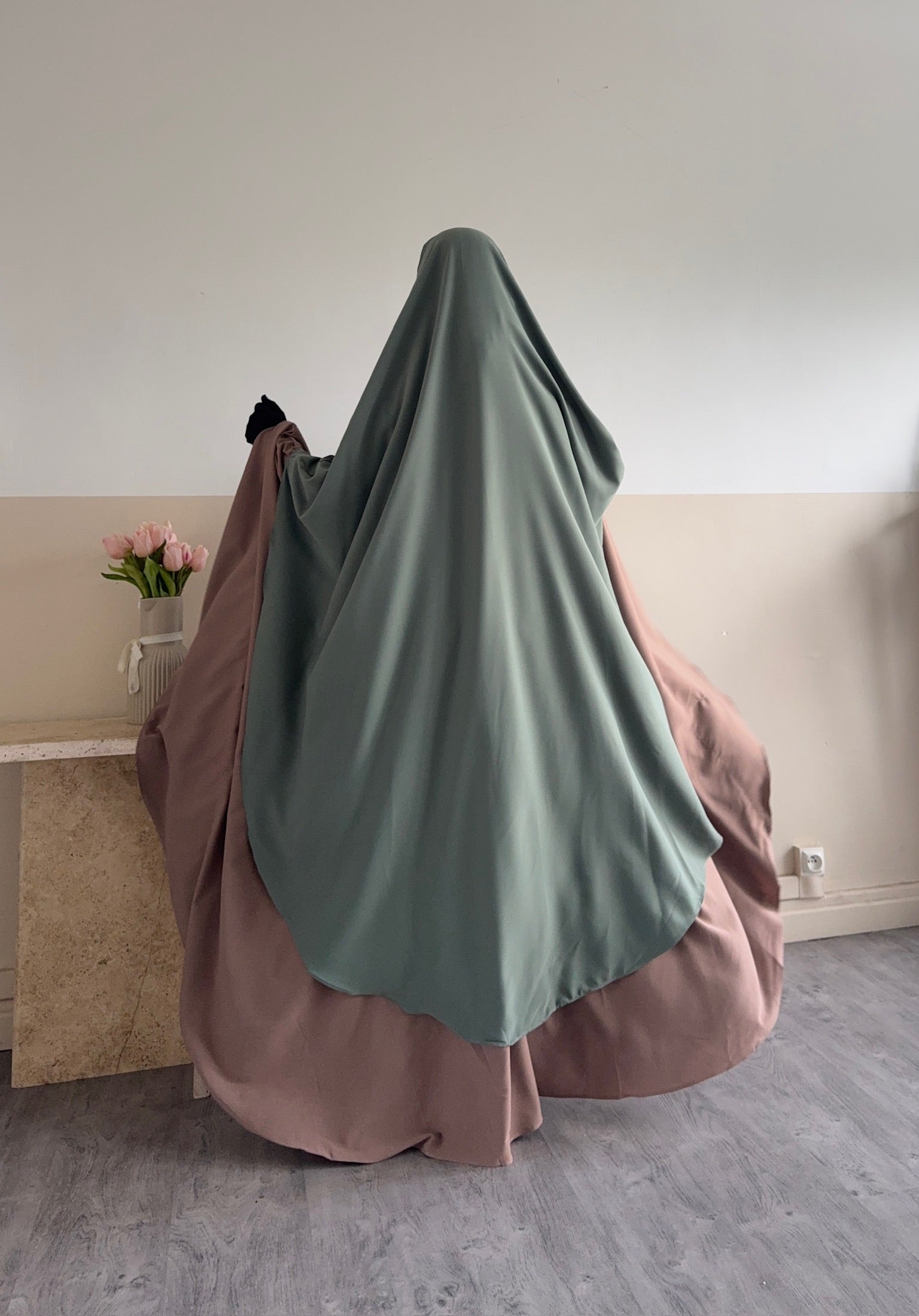 Khimar arrondi Maleeka T2  150cm (Soie de médine)