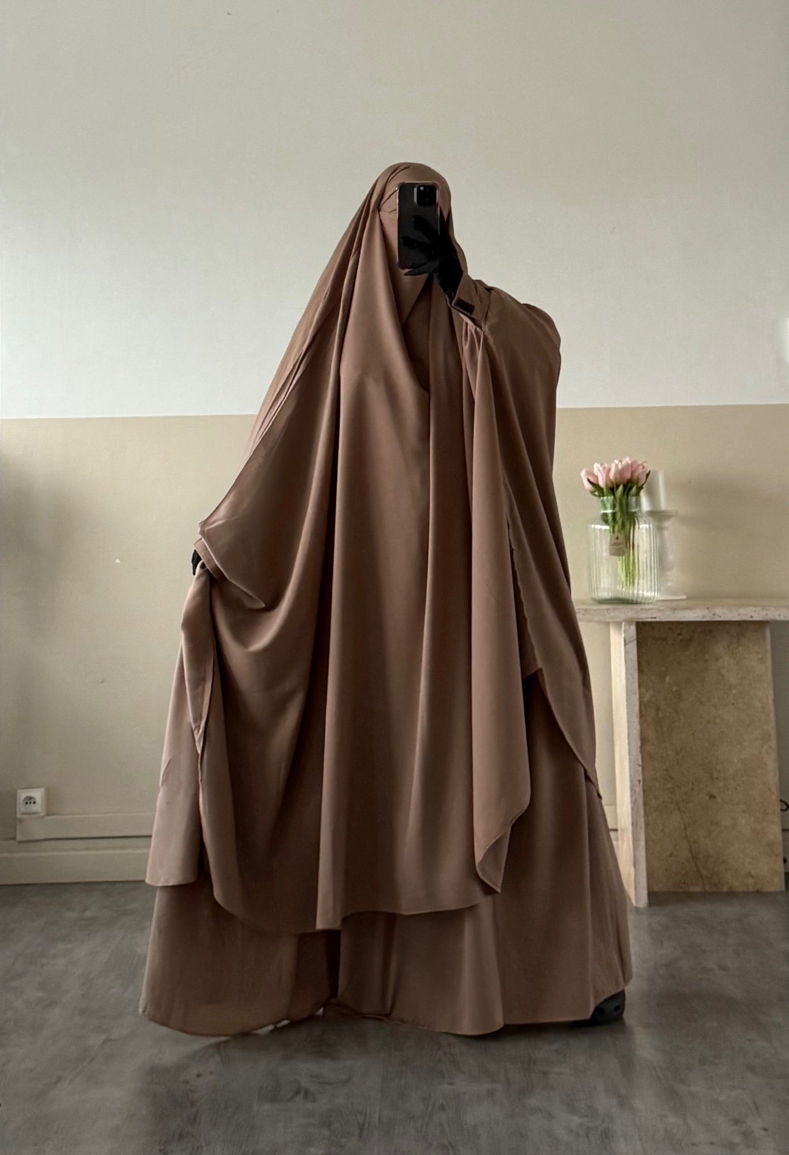 Jilbab 2 pièces Jupe Whool peach