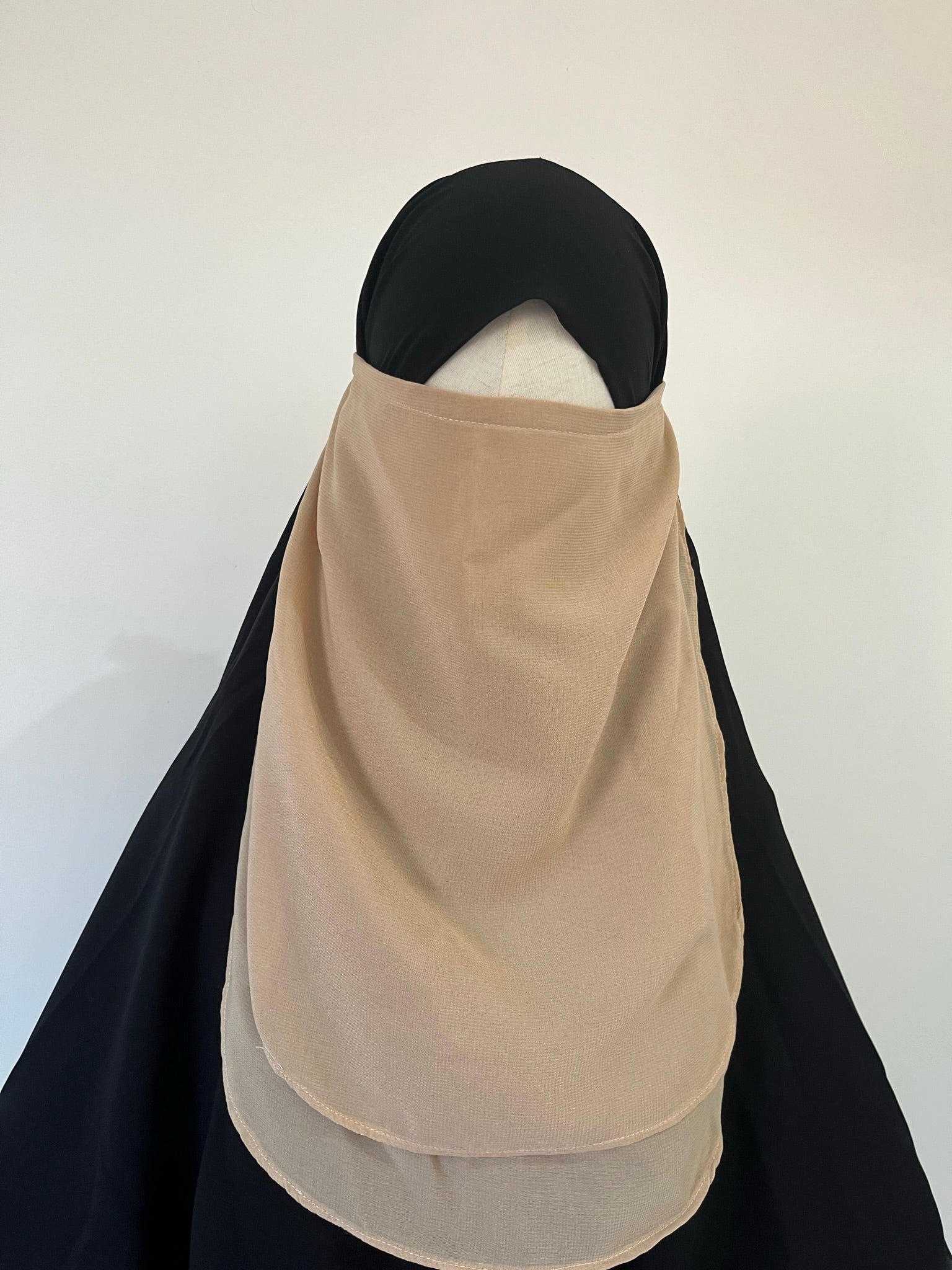 Halber Niqab aus Musselin mit 2 Schleiern