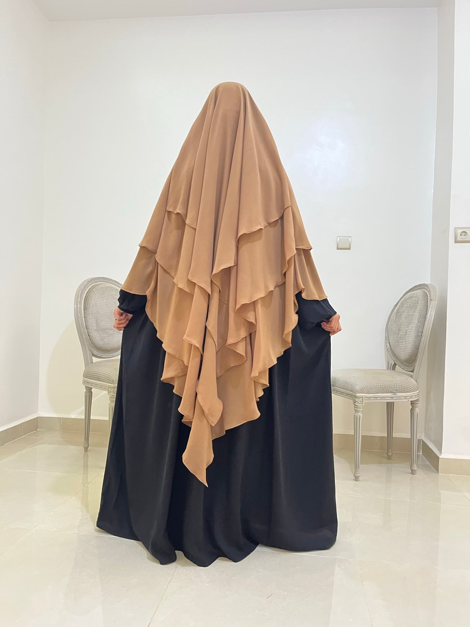 Khimar Tarha 3 voiles pointu Mousseline