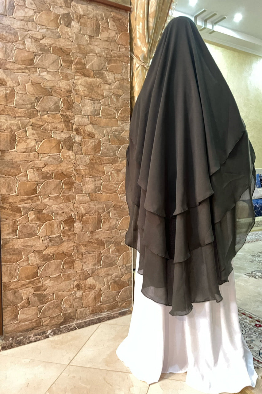 Khimar Tarha 3 voiles arrondi Mousseline