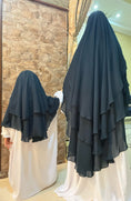 Cargar la imagen en la vista de la galería, Khimar Tarha 3 voiles arrondi Mousseline
