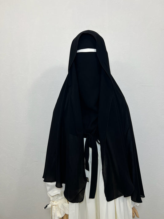 Cape à nouer Farasha courte + Niqab pull down Noir