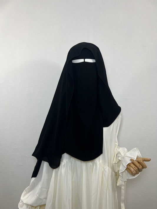 Niqab Tarha hijab intégré Noir