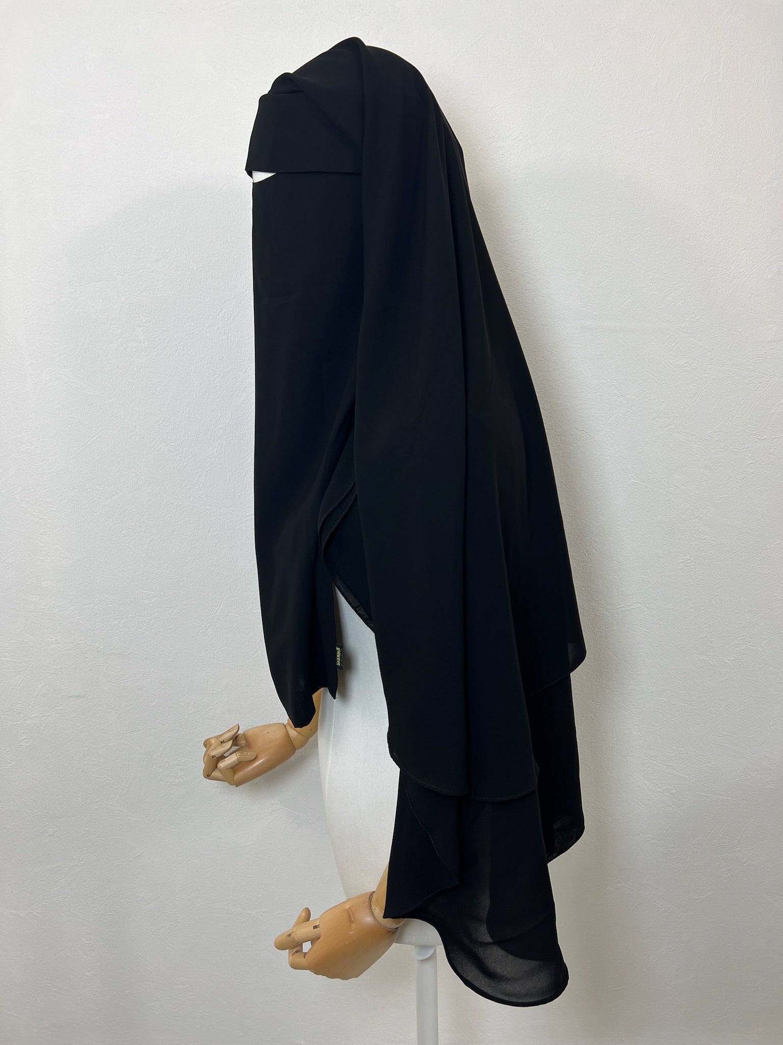Niqab Tahira arrondi long casquette Noir