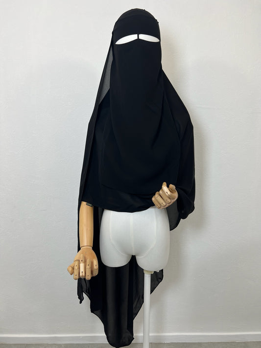 Niqab Tarha hijab intégré Noir