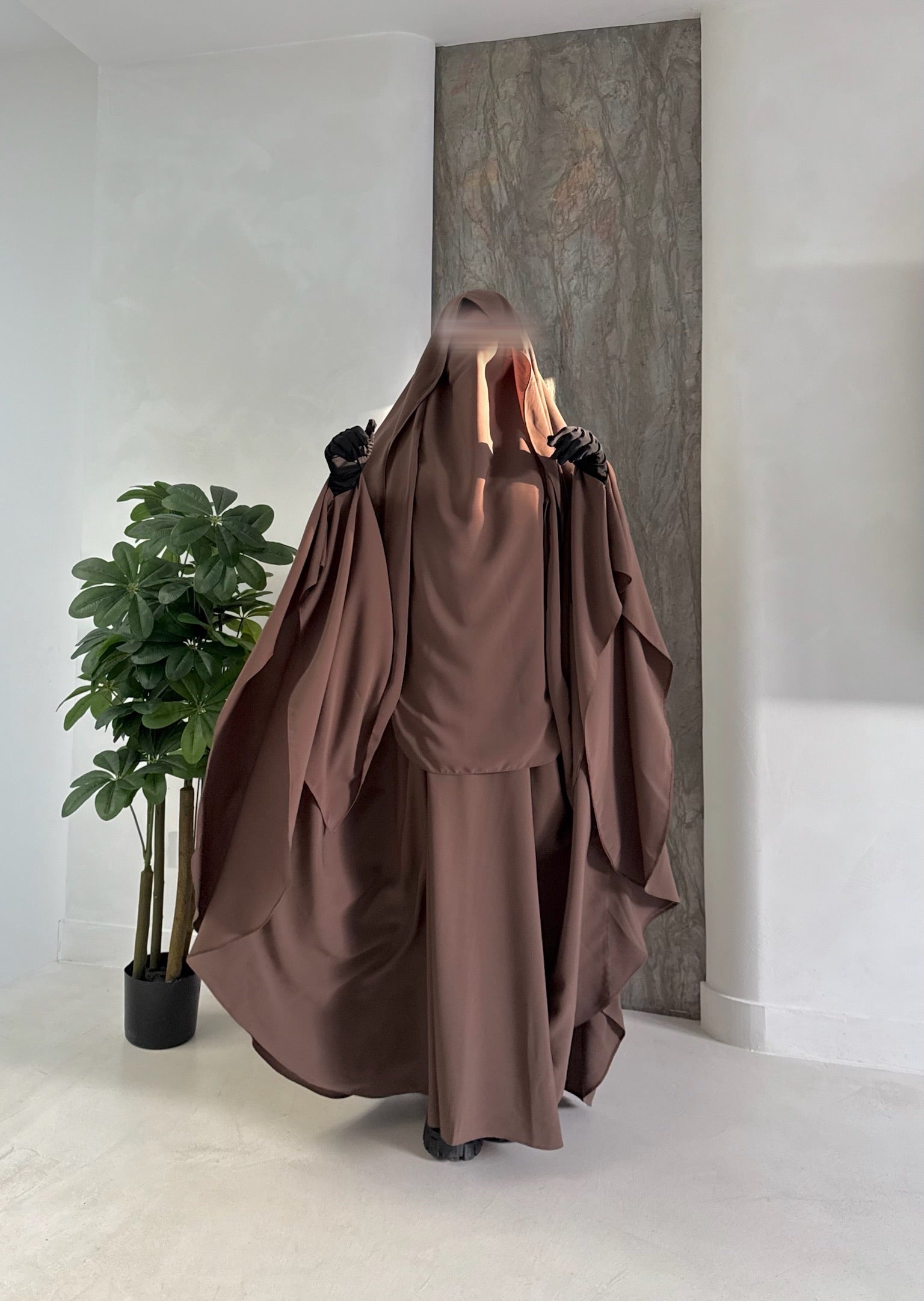 Abaya Maleeka Whool Peach