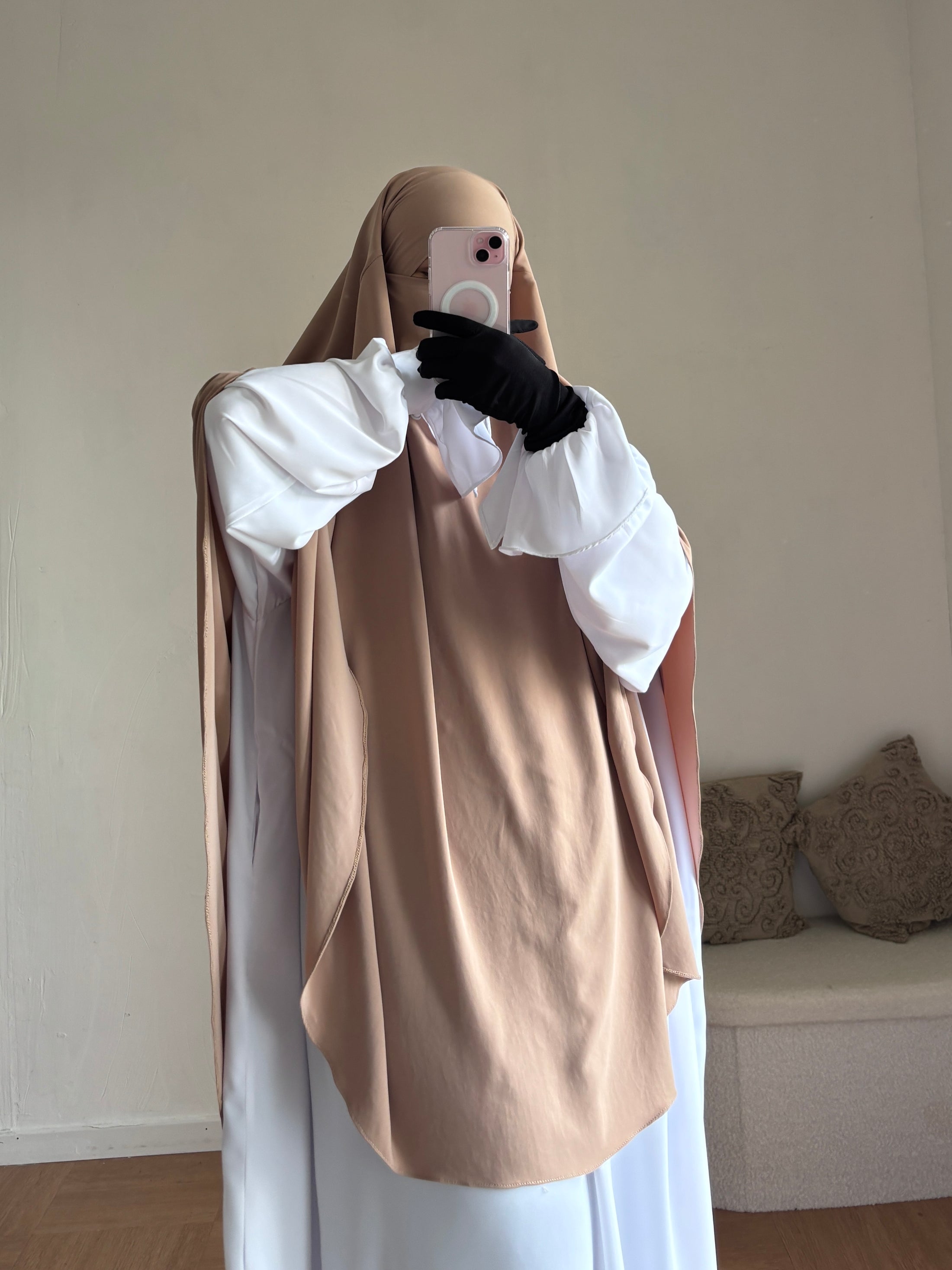 Khimar Hajar 2 voiles Soie de médine