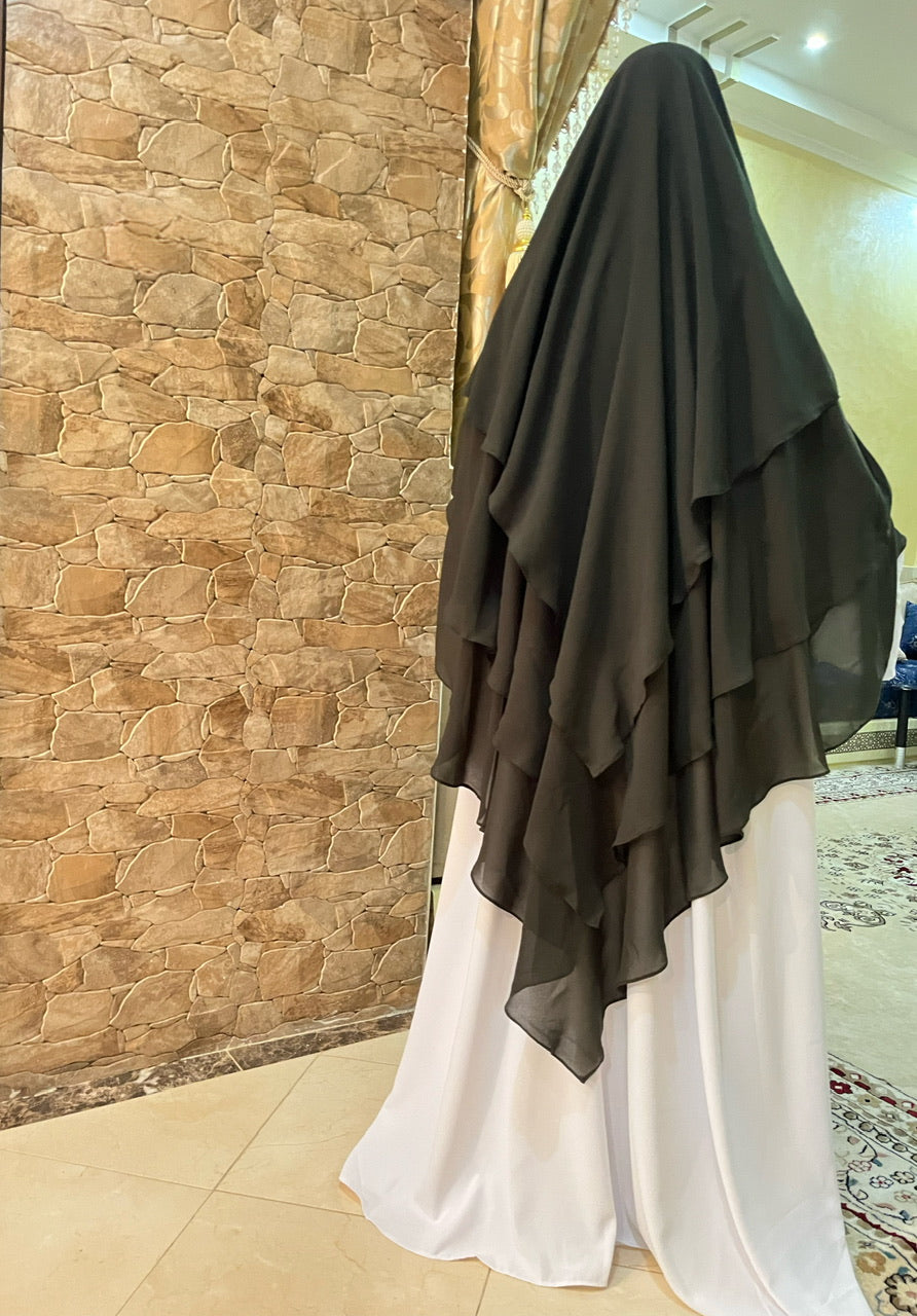 Khimar Tarha 3 voiles pointu Mousseline