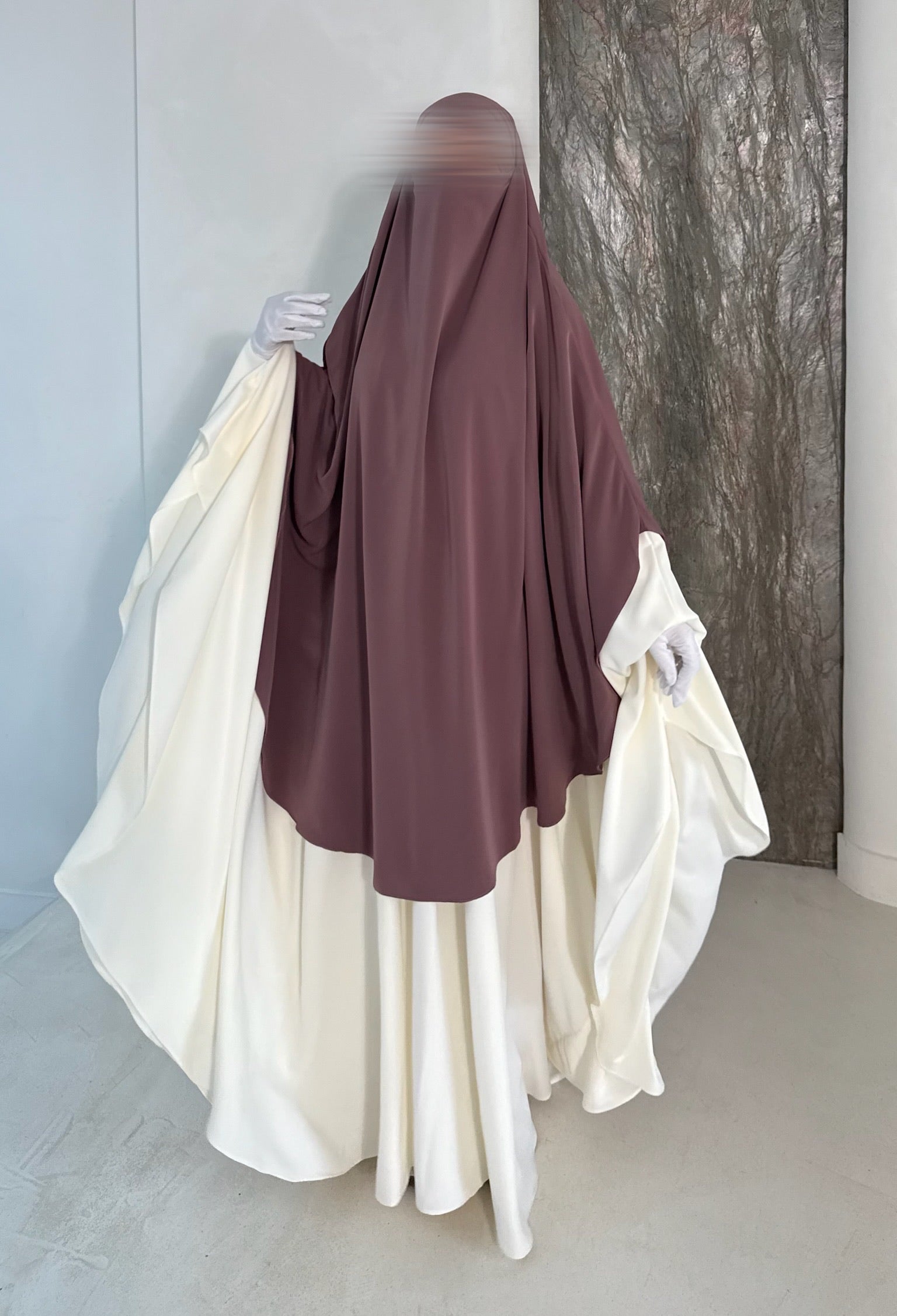 Khimar arrondi Maleeka T1   140cm (Soie de médine)