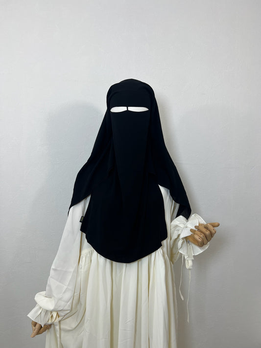 Niqab/Sitar Tahira arrondi long Noir