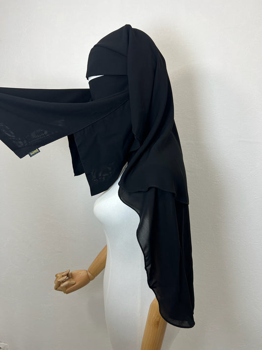 Niqab/Sitar Haya Pull down 3 voiles 90cm Noir