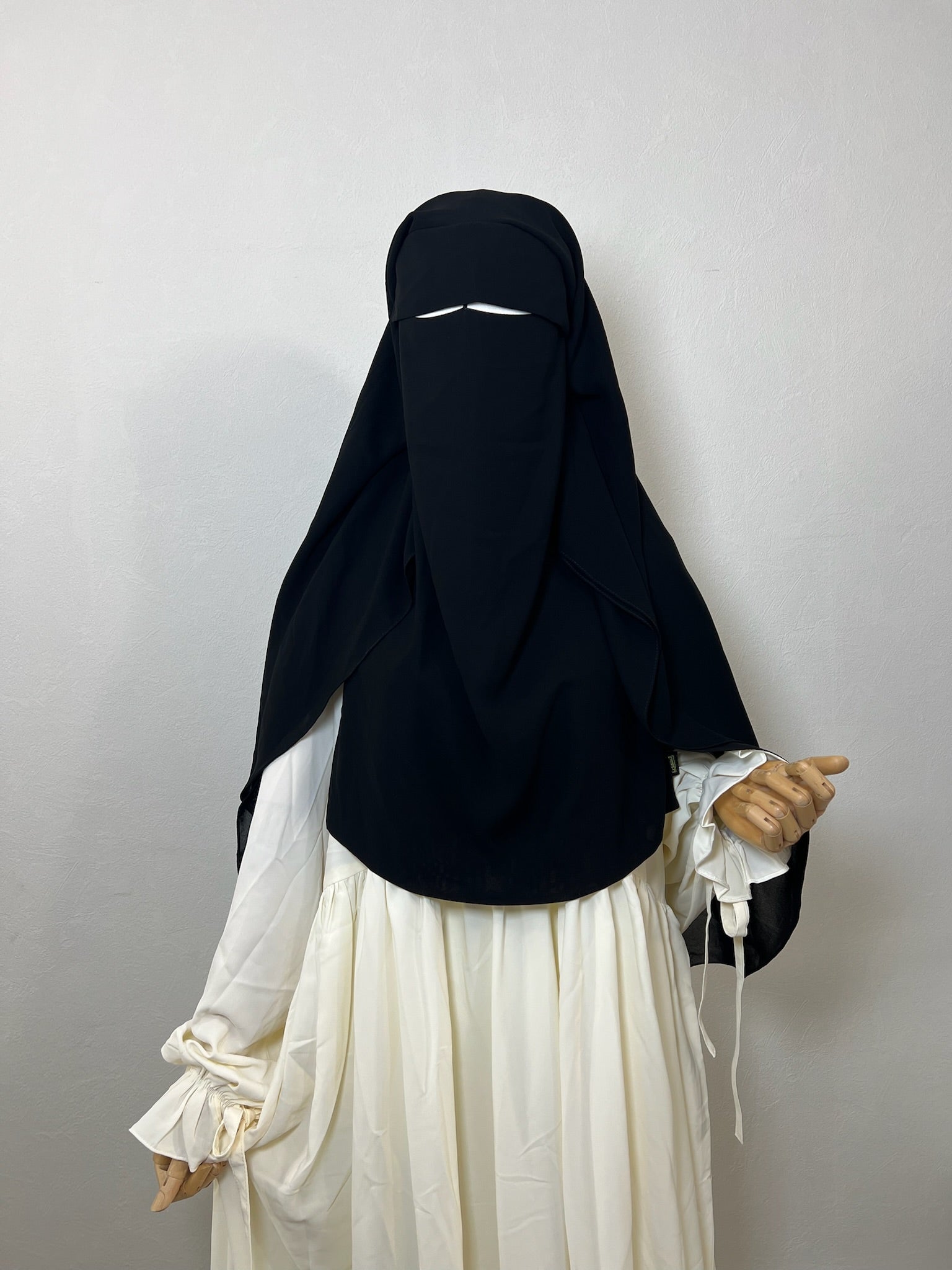 Niqab Tahira arrondi long casquette Noir