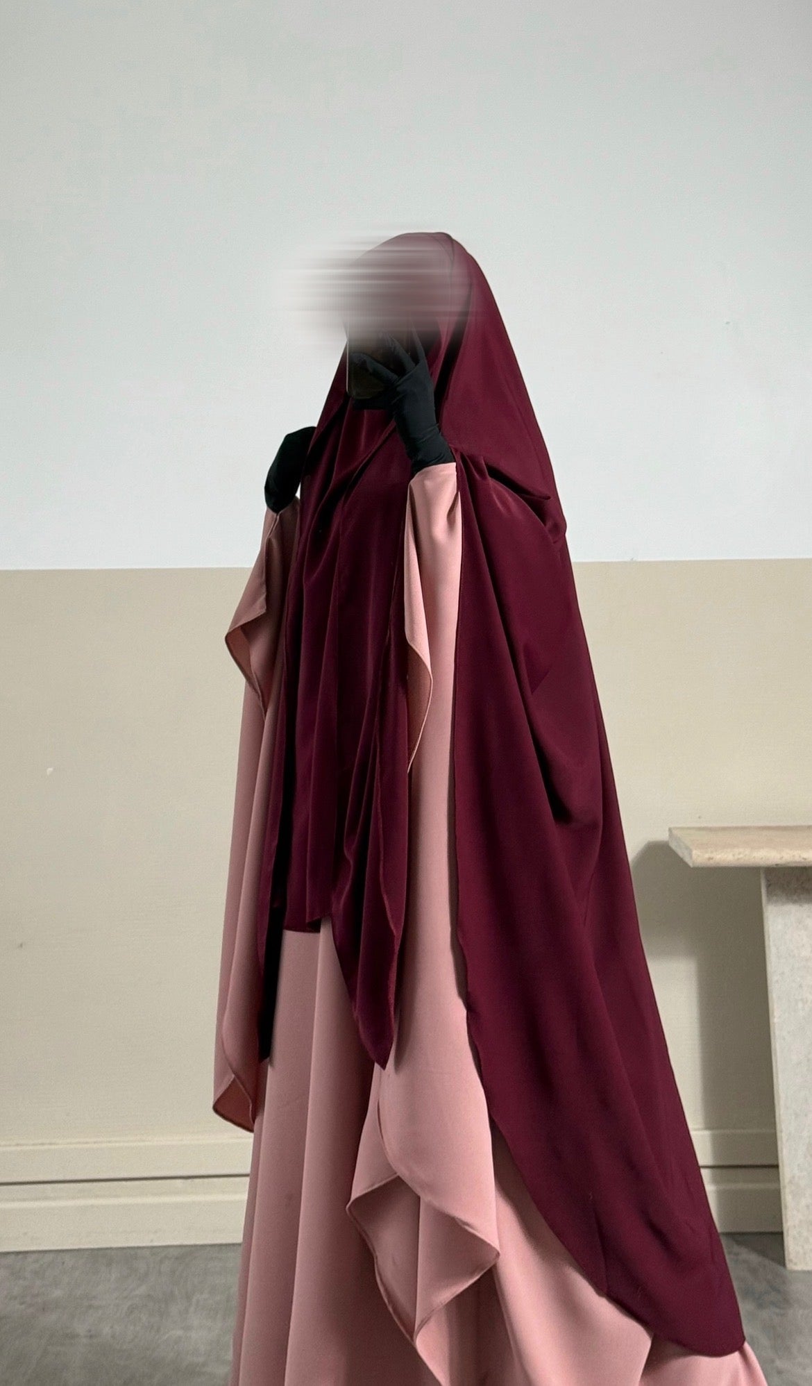 Khimar arrondi Maleeka T2  150cm (Soie de médine)