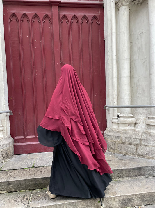 Khimar Tarha 3 voiles arrondi Mousseline ancien modèle déstockage