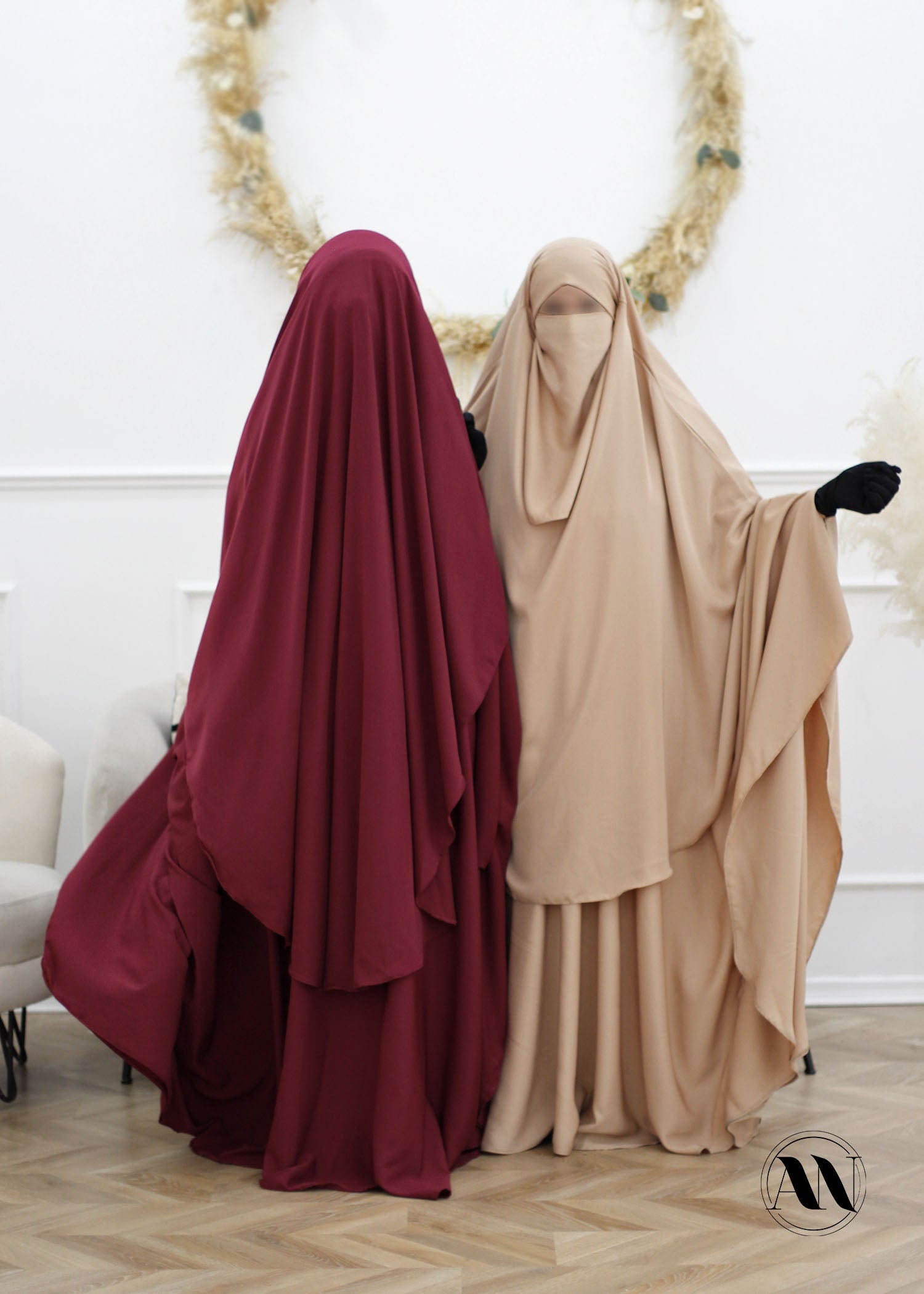 Khimar abgerundeter Maleeka (Whool-Pfirsich)