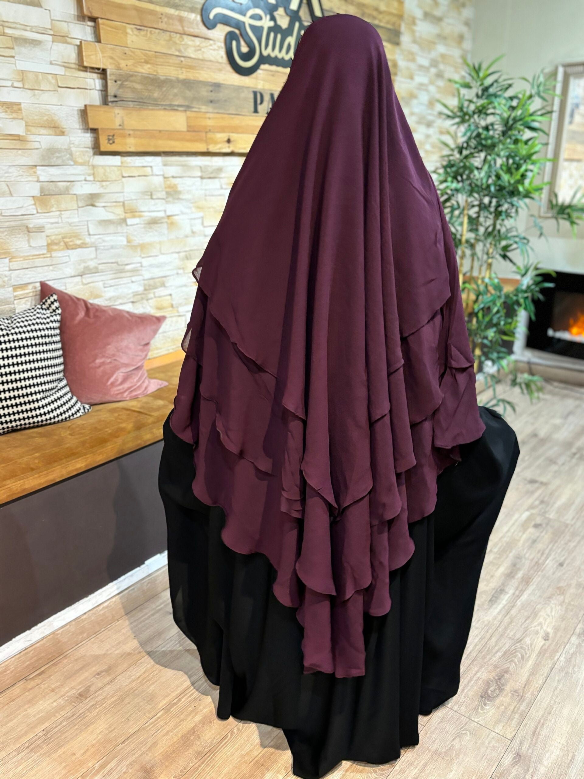 Khimar Tarha 3 voiles pointu Mousseline